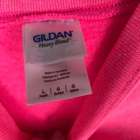 Gildan Hot Pink Girls Sweatshirt w/Rainbow Graphic Across the Chest sz L - Picture 5 of 5